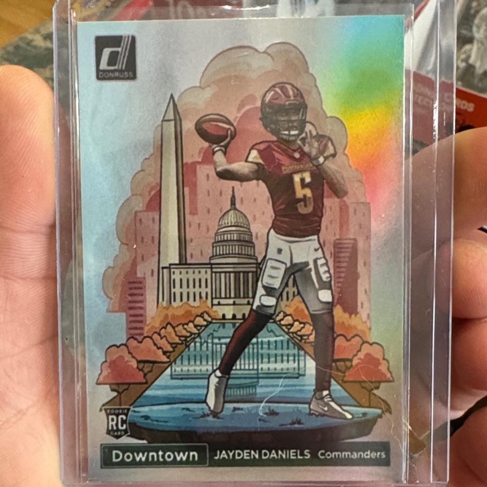 Russ Downtown Football Card with Maroon and Blue Highlights